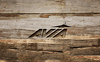 Avia wooden logo, , wooden backgrounds, cars brands, Avia logo, creative, wood carving, Avia HD wallpaper