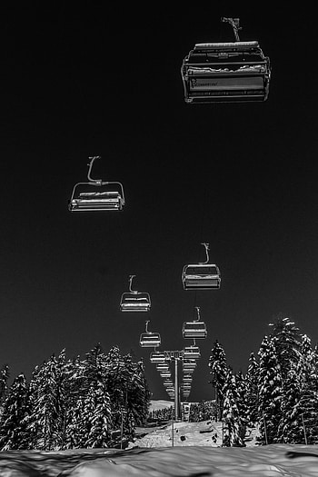 Winter, Nature, Snow, Bw, Chb, Ski Elevator, Ski Lift HD phone wallpaper