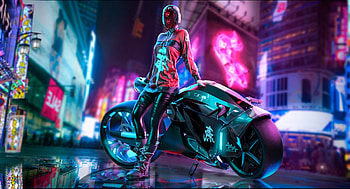 Cyberpunk Scifi Girl With Motorcycle, cyberpunk, scifi, artist, artwork, digital-art HD wallpaper