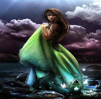 Looking Back, fantasy, woman HD wallpaper