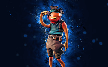 Pirate Fishstick, , blue neon lights, Fortnite Battle Royale, Fortnite characters, Pirate Fishstick Skin, Fortnite, Pirate Fishstick Fortnite HD wallpaper