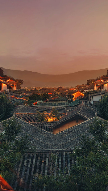 Sunset in China, Captivating landscapes, Golden hues, Peaceful tranquility HD phone wallpaper