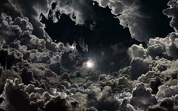Gray Cloudy Sky, Enigmatic night sky, Mysterious clouds, Dazzling beauty HD wallpaper
