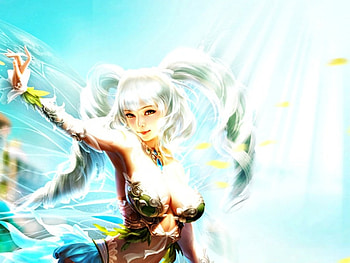 Polly, blue, league of angels, fantasy, pigtails, game, girl HD wallpaper