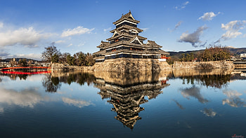Castle on the Water,Japan, reflection, japan, trees, nature, castle, water, lake HD wallpaper