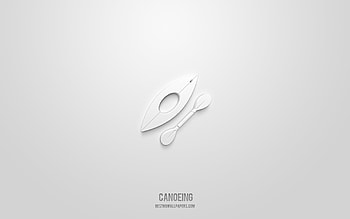 Canoeing 3d icon, white background, 3d symbols, Canoeing, sport icons, 3d icons, Canoeing sign, sport 3d icons HD wallpaper