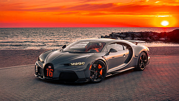 Bugatti Chiron V16 Horizon, bugatti-chiron, bugatti, cars, sea, sunset, beach HD wallpaper