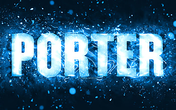 Happy Birtay Porter, , blue neon lights, Porter name, creative, Porter Happy Birtay, Porter Birtay, popular american male names, with Porter name, Porter HD wallpaper