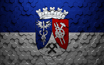 Flag of Oberhausen, honeycomb art, Oberhausen hexagons flag, Oberhausen, 3d hexagons art, Oberhausen flag HD wallpaper