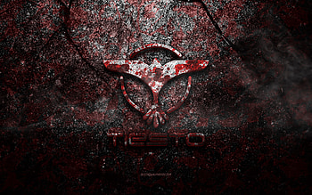 Tiesto logo, grunge art, Tiesto stone logo, red stone texture, Tiesto, grunge stone texture, Tiesto emblem, Tiesto 3d logo HD wallpaper