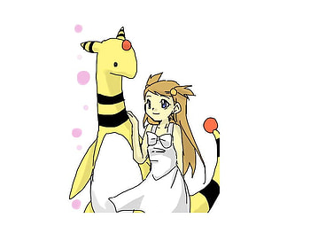 ampharos and jasmine, amphy, jasmine, trainer, pokemon HD wallpaper