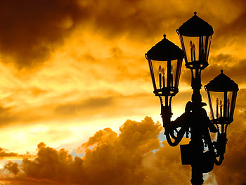 Fluffy clouds, golden, lights, clouds, sky, nature, fluffy HD wallpaper