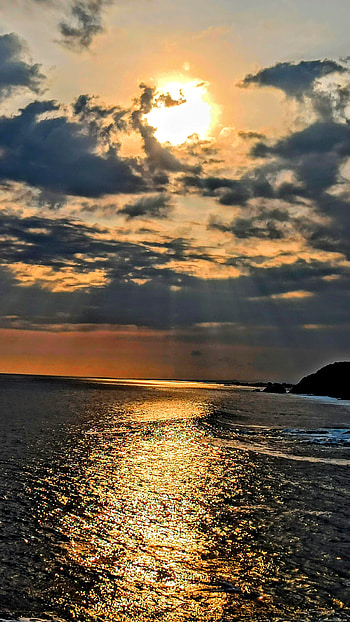 Beach Sunset, cloud, sky, sea HD phone wallpaper