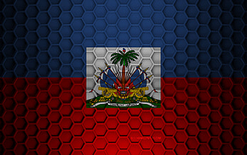 Haiti flag, 3d hexagons texture, Haiti, 3d texture, Haiti 3d flag, metal texture, flag of Haiti HD wallpaper