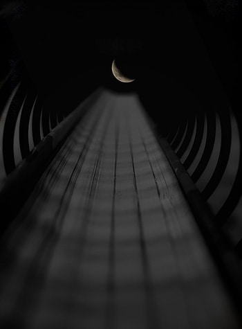 Sky, Night, Moon, Dark, Trumpet, Pipe, Perspective, Prospect, Tunnel HD phone wallpaper