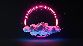 Clouds Neon Rings Dark , clouds, neon, artist, artwork, digital-art, dark, black HD wallpaper