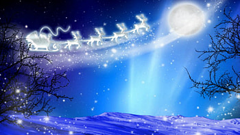 ~*~ Santa Is coming ~*~, Santa Sleigh, christmas eve, christmas, full moon night, santa HD wallpaper