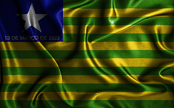 Piaui flag, , silk wavy flags, brazilian states, Day of Piaui, fabric flags, Flag of Piaui, 3D art, Piaui, South America, States of Brazil, Piaui 3D flag, Brazil HD wallpaper