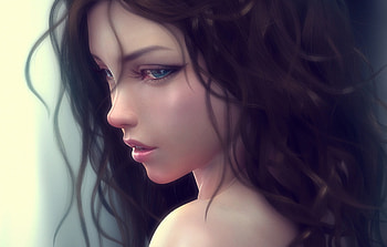 Fantasy Art, artwork, butterfly, curly hair, face, women, long hair HD wallpaper