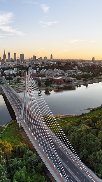 Warsaw's Vistula River, Swietokrzyski Bridge, Polish travel, Stunning riverside views HD phone wallpaper