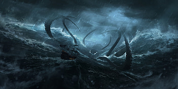 Abyssal Leviathan - Quad Fantasy Sea Monster, fantasy, sea monster HD wallpaper