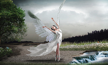 Dancing Ballerina Angel, white, digital, softness beauty, Wings, Ballerina, purity, lovely, unearthlt, ethereal HD wallpaper