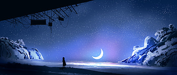Stars Crescent Moon , artist, artwork, digital-art HD wallpaper