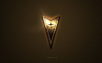 Pontiac golden logo, artwork, brown metal background, Pontiac emblem, Pontiac logo, brands, Pontiac HD wallpaper