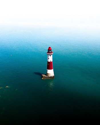 Water, Sea, View From Above, Horizon, Miscellanea, Miscellaneous, Lighthouse HD phone wallpaper