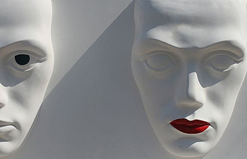 masks, white, shadow, red HD wallpaper