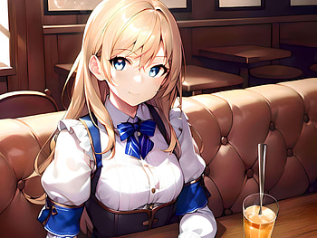 A girl in a cafe, AI Art, Anime, girl, anime girl HD wallpaper