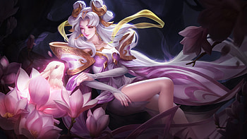 Fantasy Girl, Artwork, Goddess, Lotus, Moon HD wallpaper