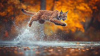 Lynx Hunting Leap in the Wild – Stunning Wildlife, Animal, Wildlife, hunting, jump, lynx HD wallpaper