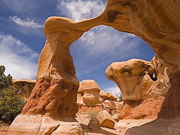 Rock Land, bush, sky, canyon, rock HD wallpaper