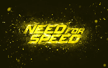Need for Speed yellow logo, , NFS, yellow neon lights, creative, yellow abstract background, Need for Speed logo, NFS logo, Need for Speed HD wallpaper