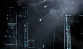 Cityscape Stars Night Artwork, cityscape, artist, artwork, digital-art HD wallpaper