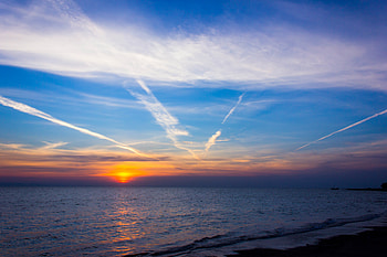 Nature, Sunset, Sea, Sun, Clouds, Waves, Horizon HD wallpaper