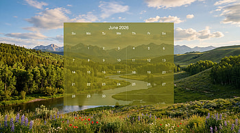 June 2026 Calendar — Summer Meadow, June 2026 Calendar HD wallpaper