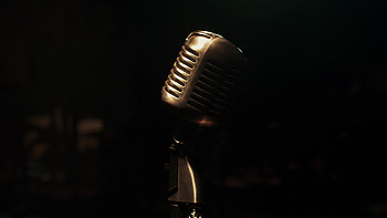 Metallic concert micro, Retro bar ambiance, Vintage smoke effect, Stage performance HD wallpaper