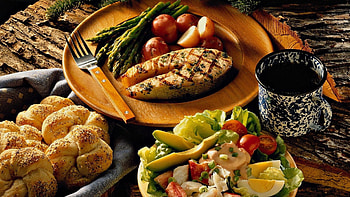 Food, Vegetables, Tablewares, Meat HD wallpaper