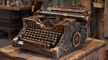 Steampunk Typewriter, typewriter, steampunk HD wallpaper