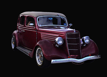 Lady in red, gangster, chevy, car, red HD wallpaper