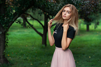 Cute Girl Pink Skirt Necklace , girls, model HD wallpaper