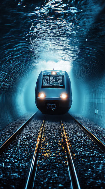 Underwater Blue Railroad: The Submerged Train Journey, train, railroad, underwater, blue HD phone wallpaper