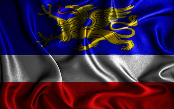 Rostock flag, , silk wavy flags, german cities, Flag of Rostock, fabric flags, Day of Rostock, 3D art, Rostock, Europe, cities of Germany, Rostock 3D flag, Germany HD wallpaper