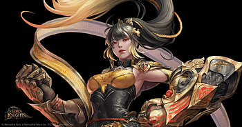 Fantasy girl, black, dh chengchen, yellow, dahye choi, fantasy, girl HD wallpaper
