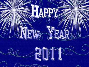 Happy New Year 2011, blue, white, firework, number HD wallpaper