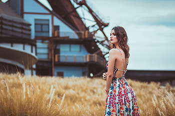Girl Long Hair Outdoor Field , girls, model, outdoor, field HD wallpaper