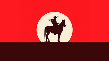 Red Dead Redemption 2, Silhouetted sunset, Cowboy gaming art, wonder HD wallpaper