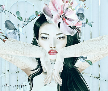 Flowers, Art, 3D, Girl, Face HD wallpaper
